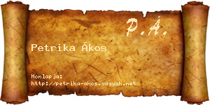 Petrika Ákos névjegykártya