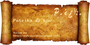 Petrika Ákos névjegykártya